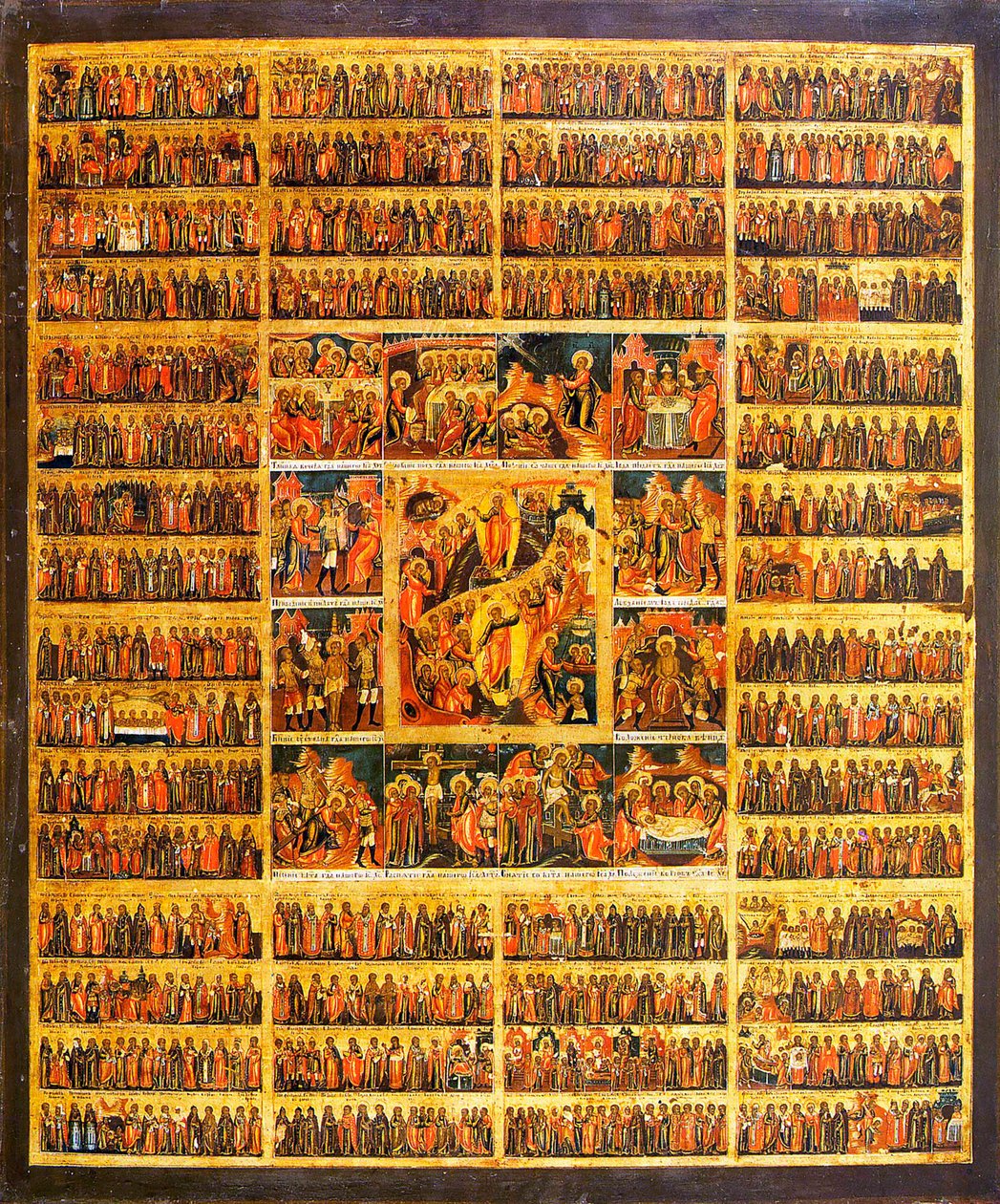 Year Calendar with the Scenes of the Passion of the Christ by Russian icon.