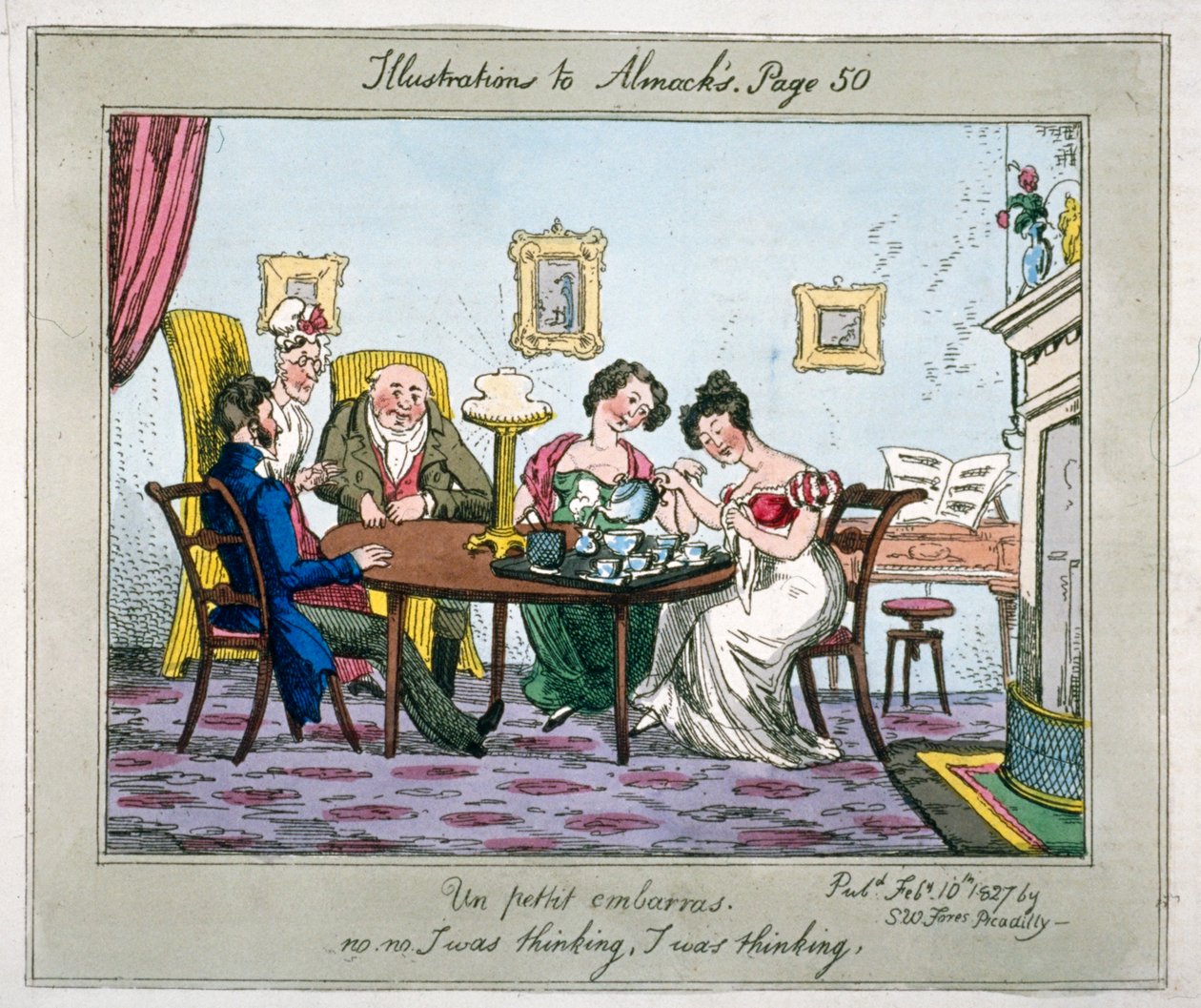 Un Petit Embarras, No, No. I Was Thinking, I Was Thinking, 1827 by SW Fores