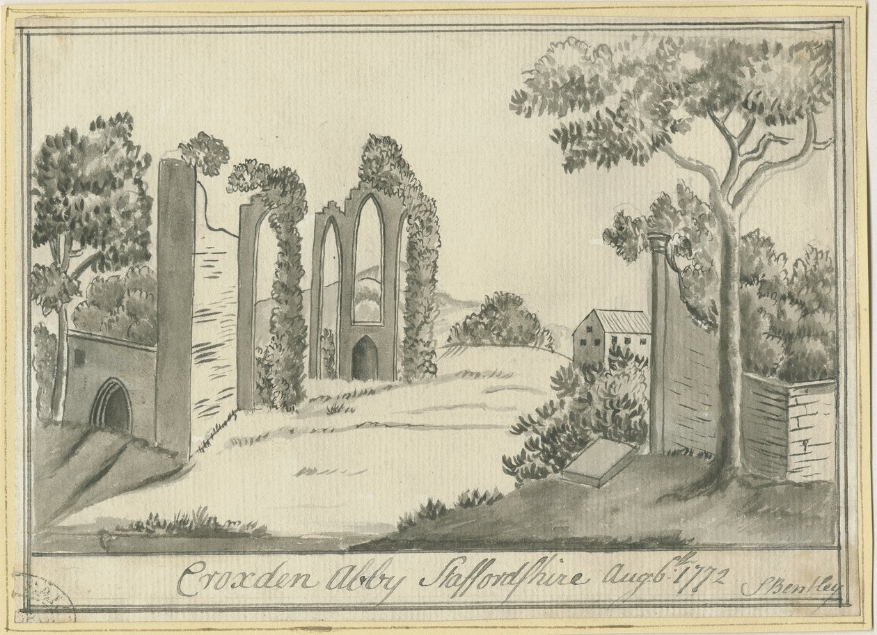 Croxden Abbey: Sepia Drawing, 6 Aug 1772 by S Bentley