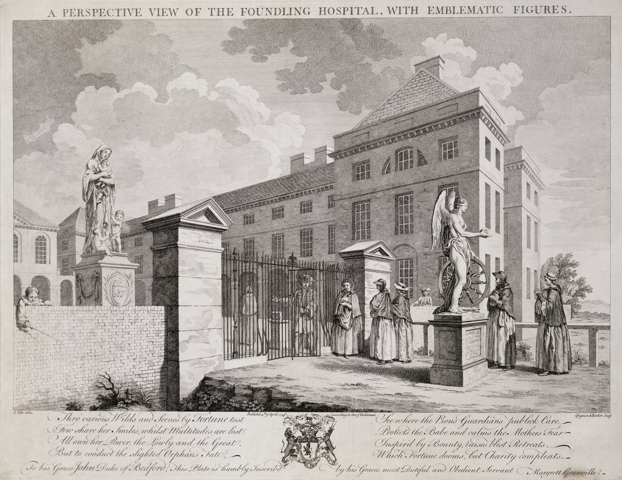 A Perspective View of the Foundling Hospital with Emblematic Figures by S. Vale