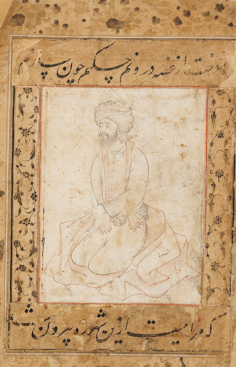 Dervish kneeling on his coat by Sadiqi Beg