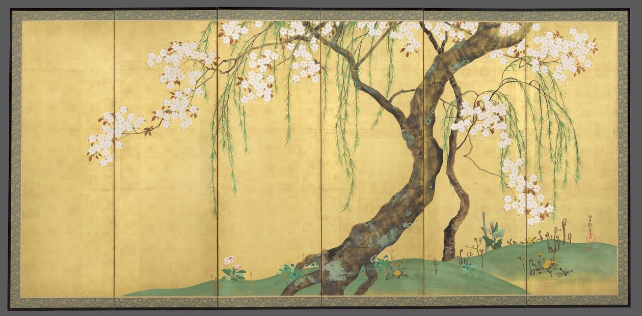 Cherry and Maple Trees by Sakai Hoitsu