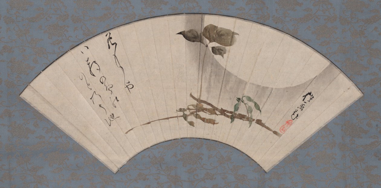 Harvest Moon and Raven Bean with Haiku by Sakai Hoitsu