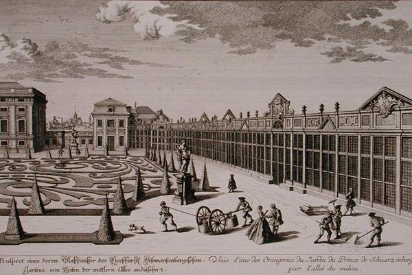 View of One of the Orangeries in the Garden of the Prince of Schwarzenberg, Vienna, engraved by Georg-Daniel Heumann by Salomon (after) Kleiner