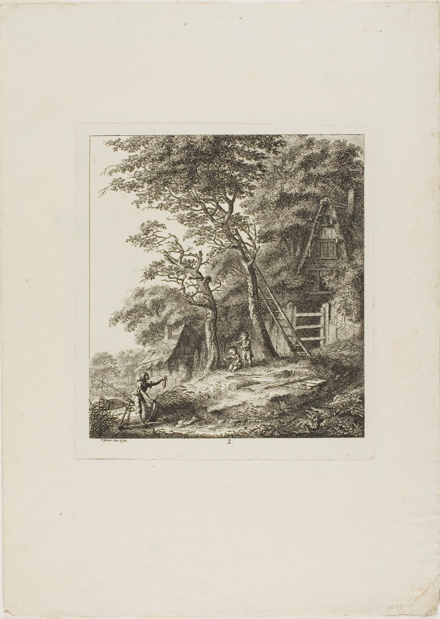 Fishermen with Children, plate two from Paysages Dédiés à M. Warelet by Salomon Gessner