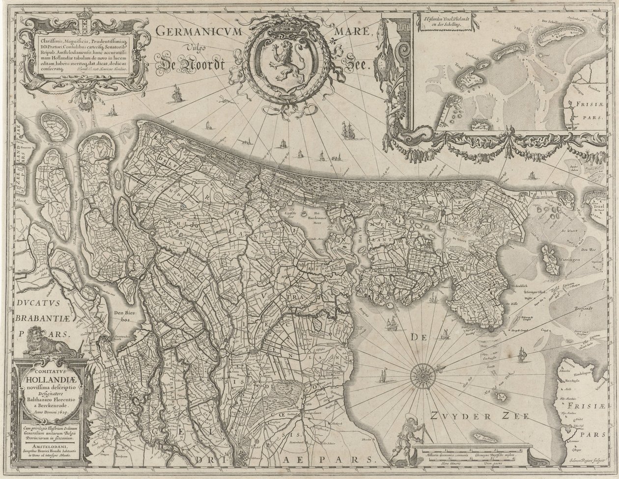Topographical Map of Holland by Salomon Rogiers