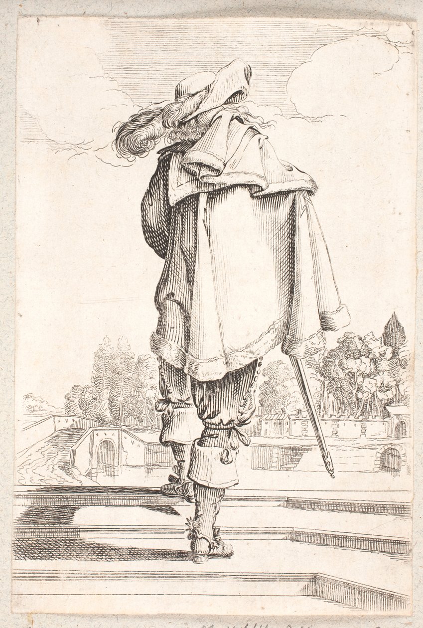 Man Seen from Back Walking Up Flight of Three Steps by Salomon Savery