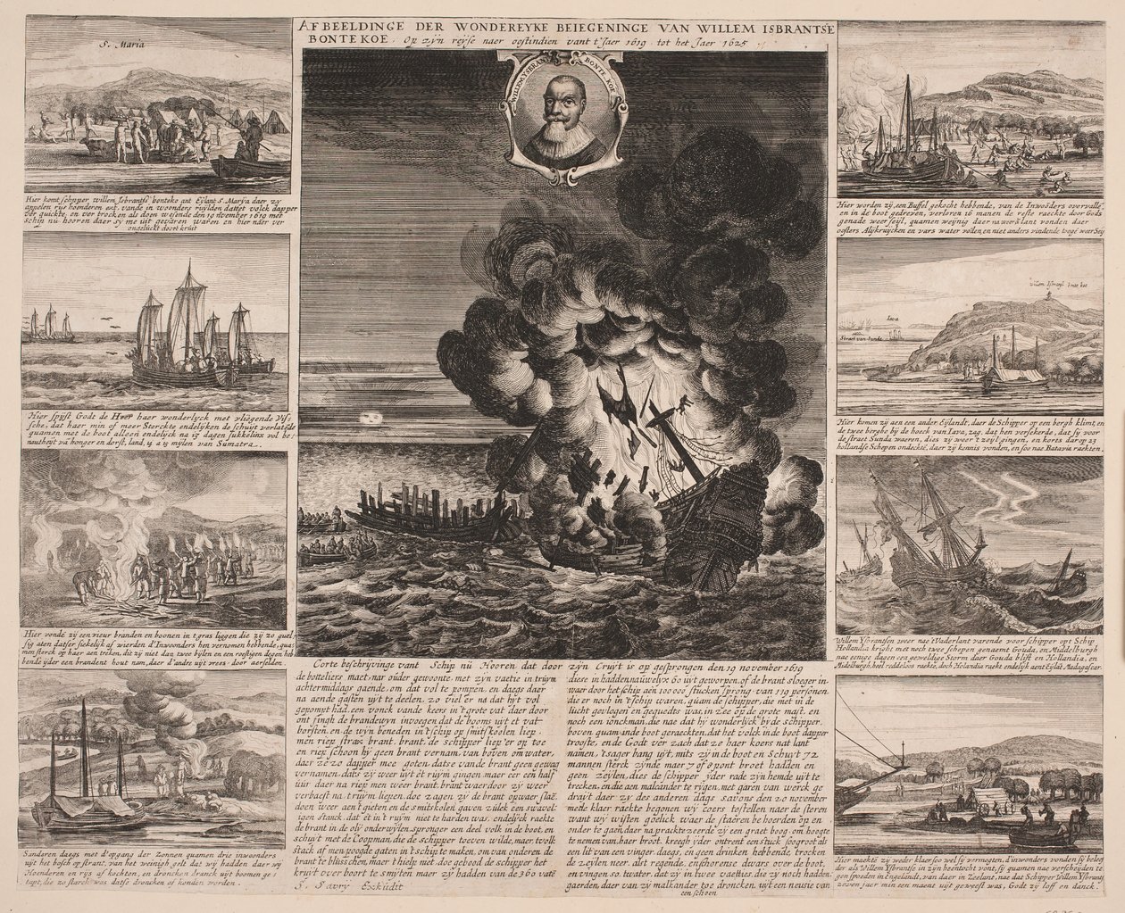 Titlepage Illustrating Voyage of Willem Isbrandtse Bontekoe to East Indies by Salomon Savery