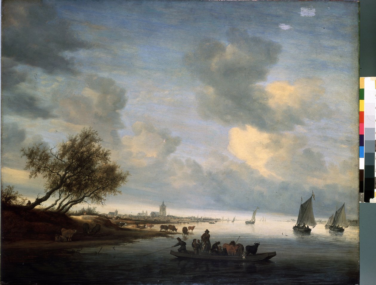 Ferry at Arnhem by Salomon van Ruisdael or Ruysdael