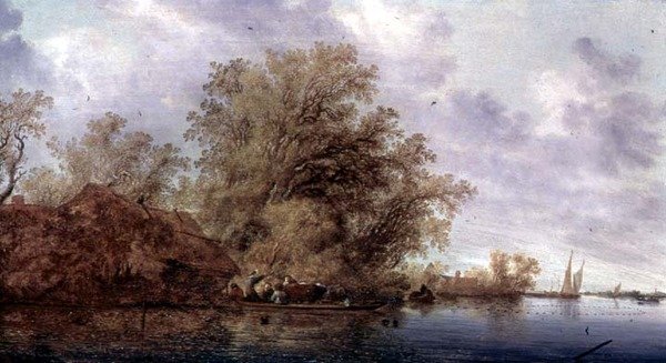 Wooded River Landscape by Salomon van Ruisdael or Ruysdael