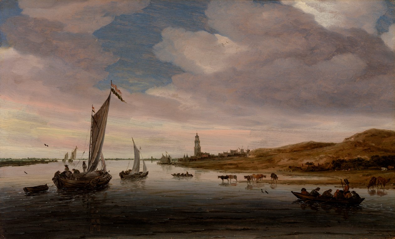 Rhine River View near Rhenen by Salomon van Ruysdael