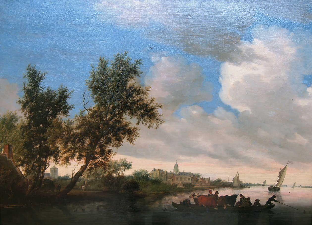 River Landscape with Castle Nijenrode by Salomon van Ruysdael