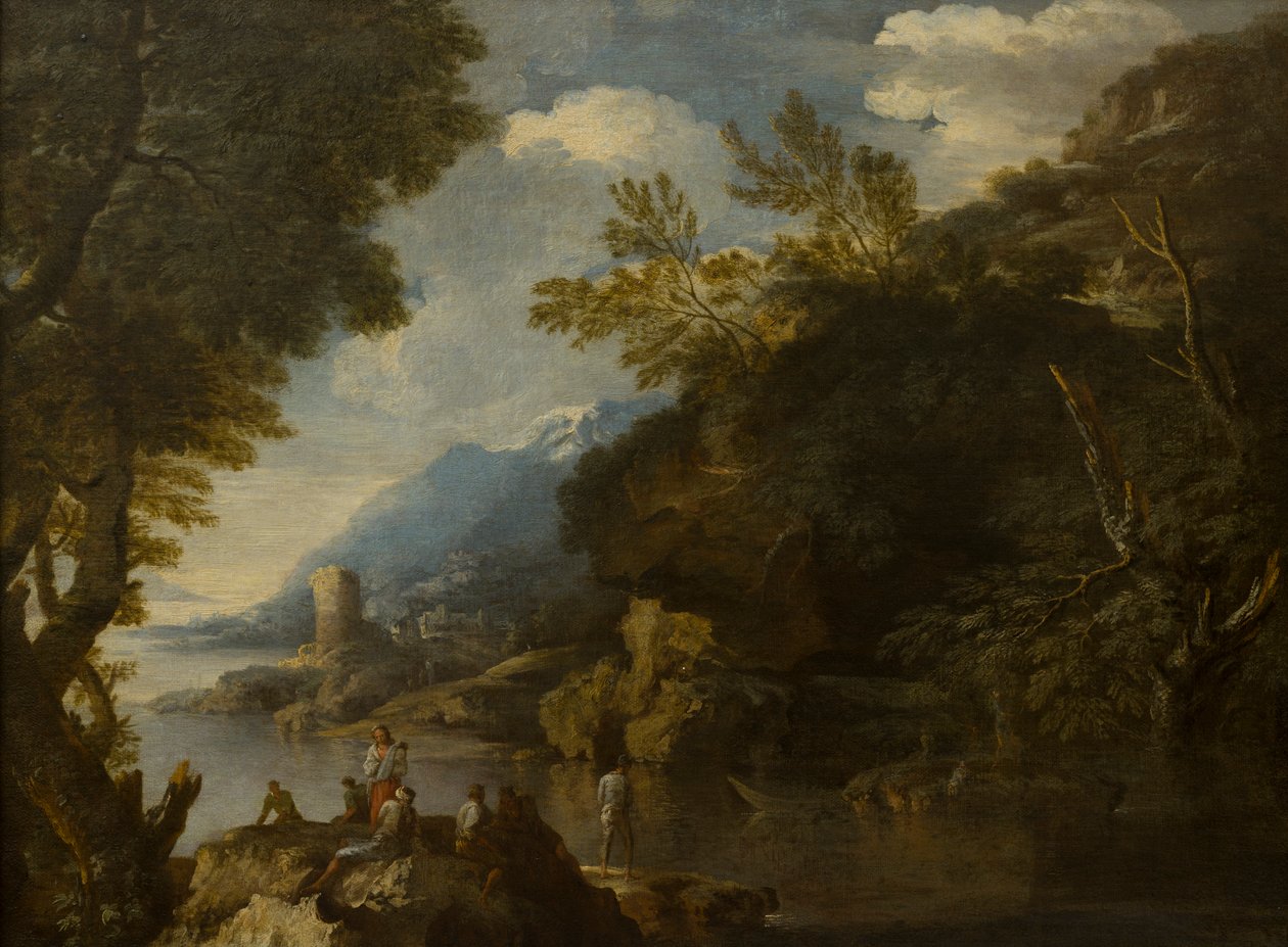 Landscape with Figures and Boats by Salvator (follower of) Rosa