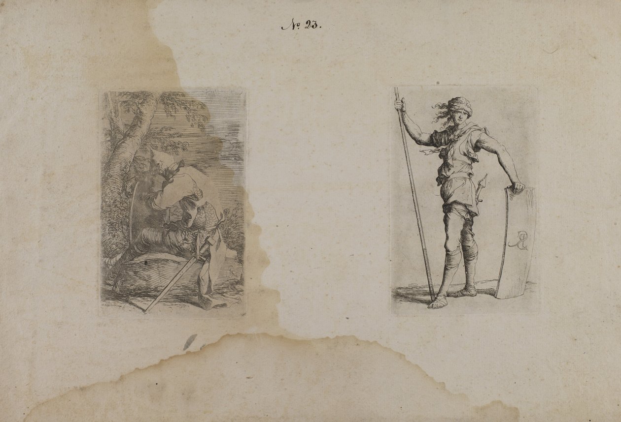 (Figurine Series) Seated Man with Pointed Helmet by Salvator Rosa