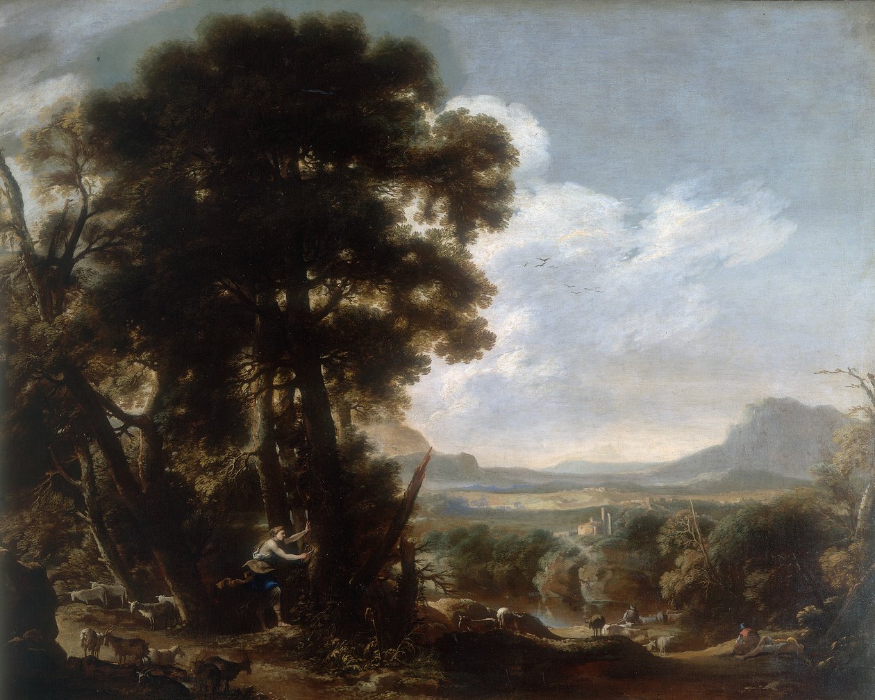 Hermina Carves the Name Tancredi on a Tree by Salvator Rosa