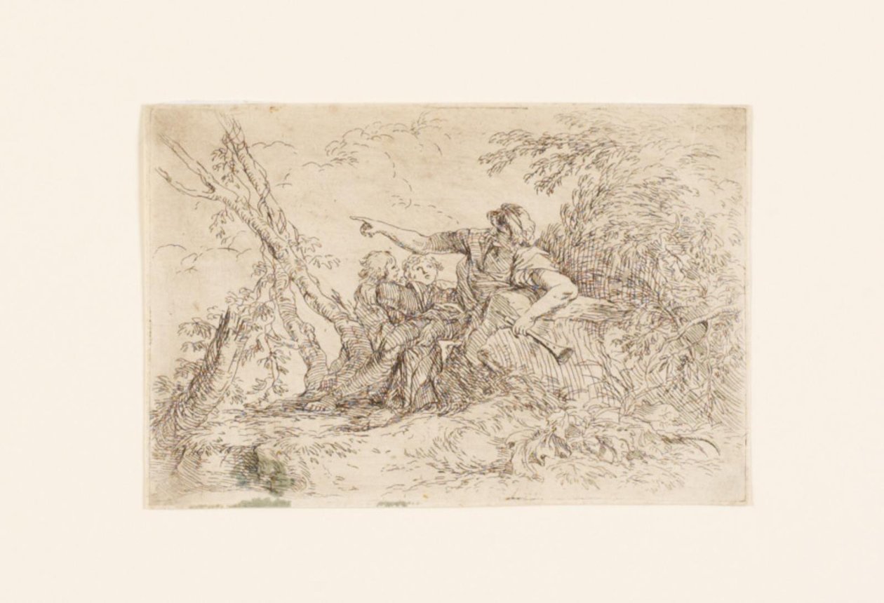 Shepherd and Two Children in a Landscape by Salvator Rosa