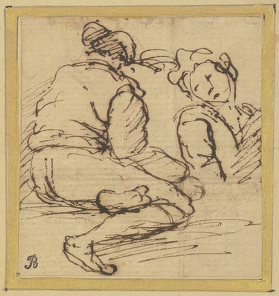 Seated Man and Half Figure by Salvator Rosa