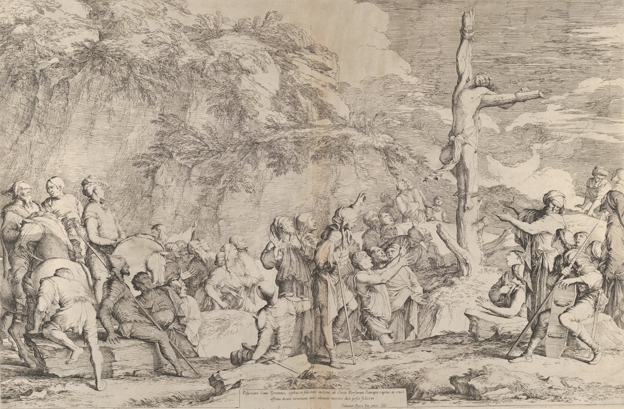 The Crucifixion of Polycrates the Tyrant after His Capture by the Persians by Salvator Rosa