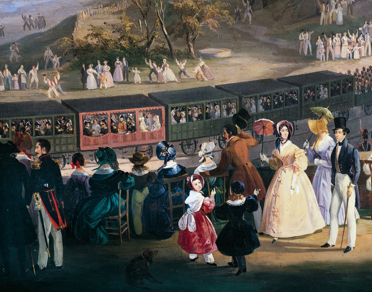 Ferdinand II on train during maiden voyage of Naples-Portici Railway, October 4 by Salvatore Fergola