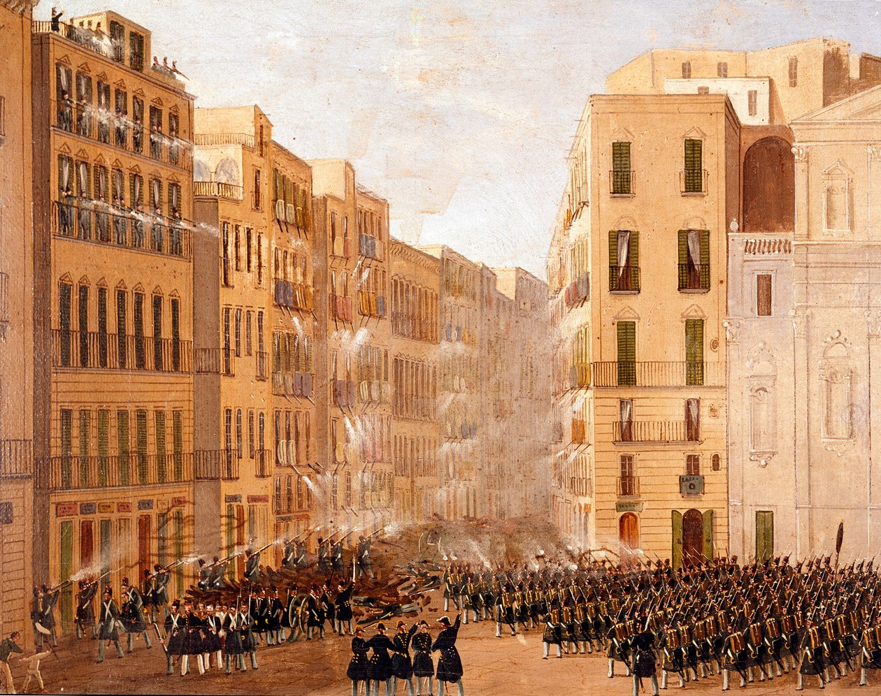 The Bourbon army reacted against the insurrections in Naples in May 1848 (detail) by Salvatore Fergola