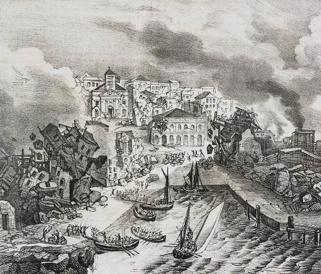 Destruction of Pointe--Pitre during earthquake on February 8 by Salvatore Puglia