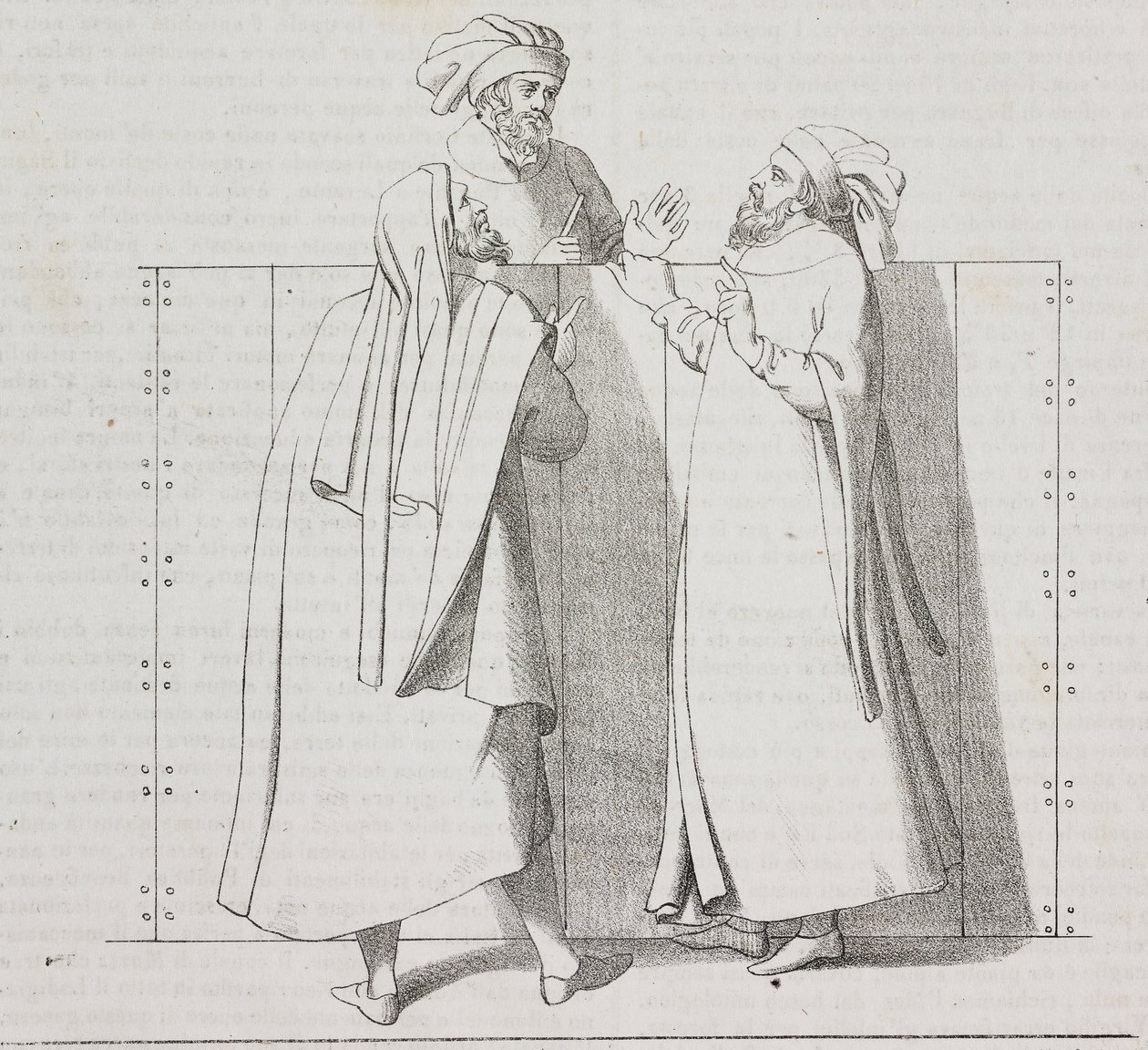 Florentine Artisans of 16th Century, Florence, Tuscany, Italy (lithograph by Salvatore Puglia from Poliorama Pittoresco, n 28, February 15) by Salvatore Puglia