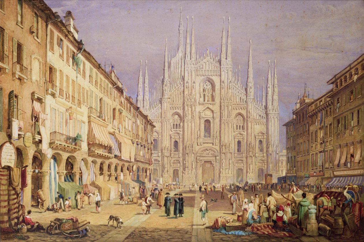 Mailand, der Domplatz von Samuel Prout: Kunstdruck kaufen
