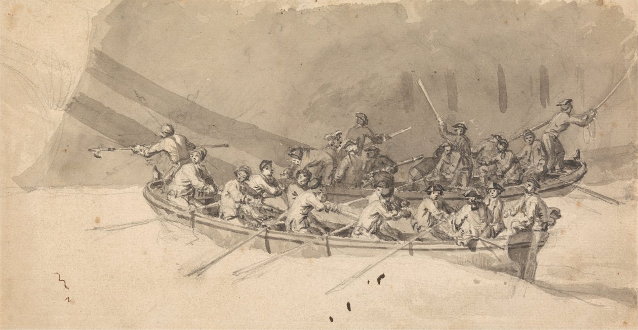 Two Boats with Crews, Study for The Royal William at Sea by Samuel Scott