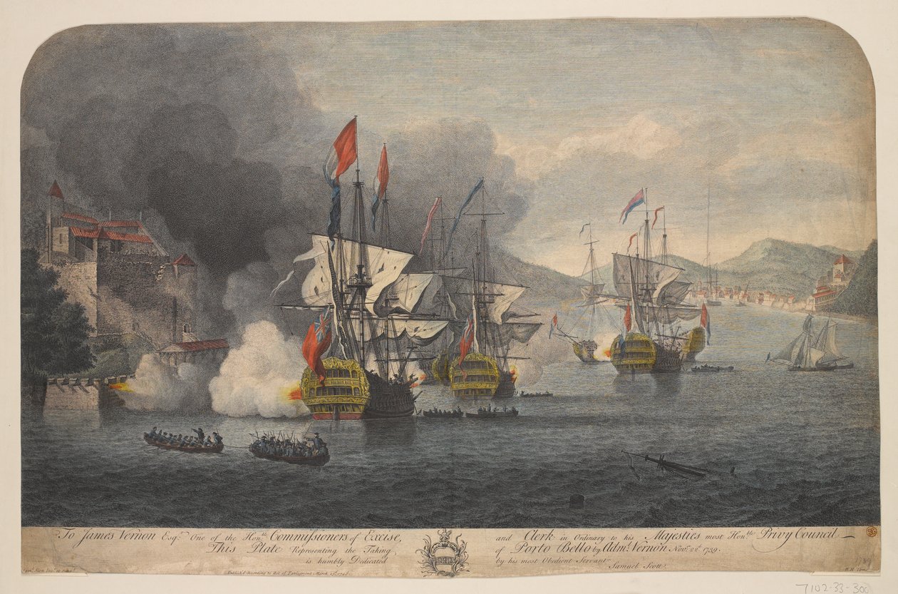 Taking of Porto Bello by Admiral Vernon, November 22, 1739 by Samuel (after) Scott