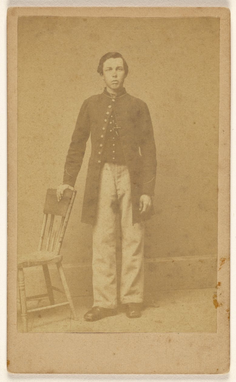 Unidentified Confederate soldier, standing by Samuel A. Cooley