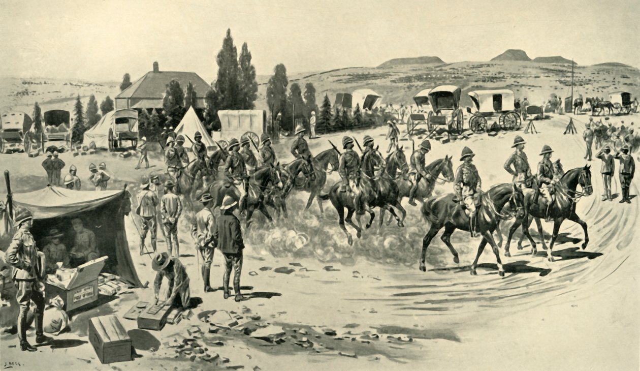 Lord Roberts and Staff Starting for a Reconnaissance from Headquarters at Smaldeel by Samuel Begg