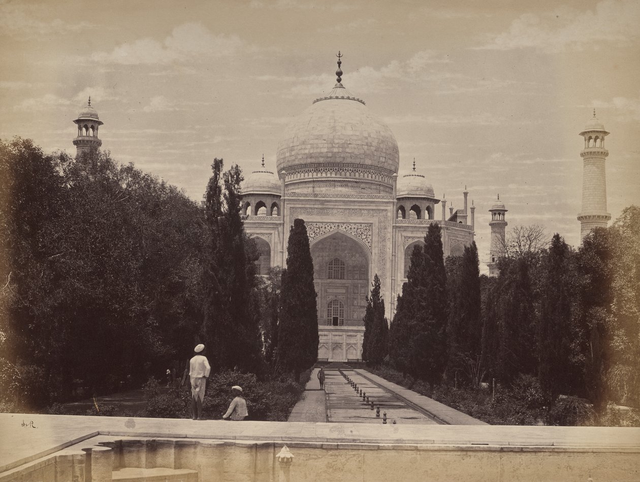 Agra. View of the Taj Mahal in Front of Nootkan, Wife of Emperor Akbar, View from the River by Samuel Bourne