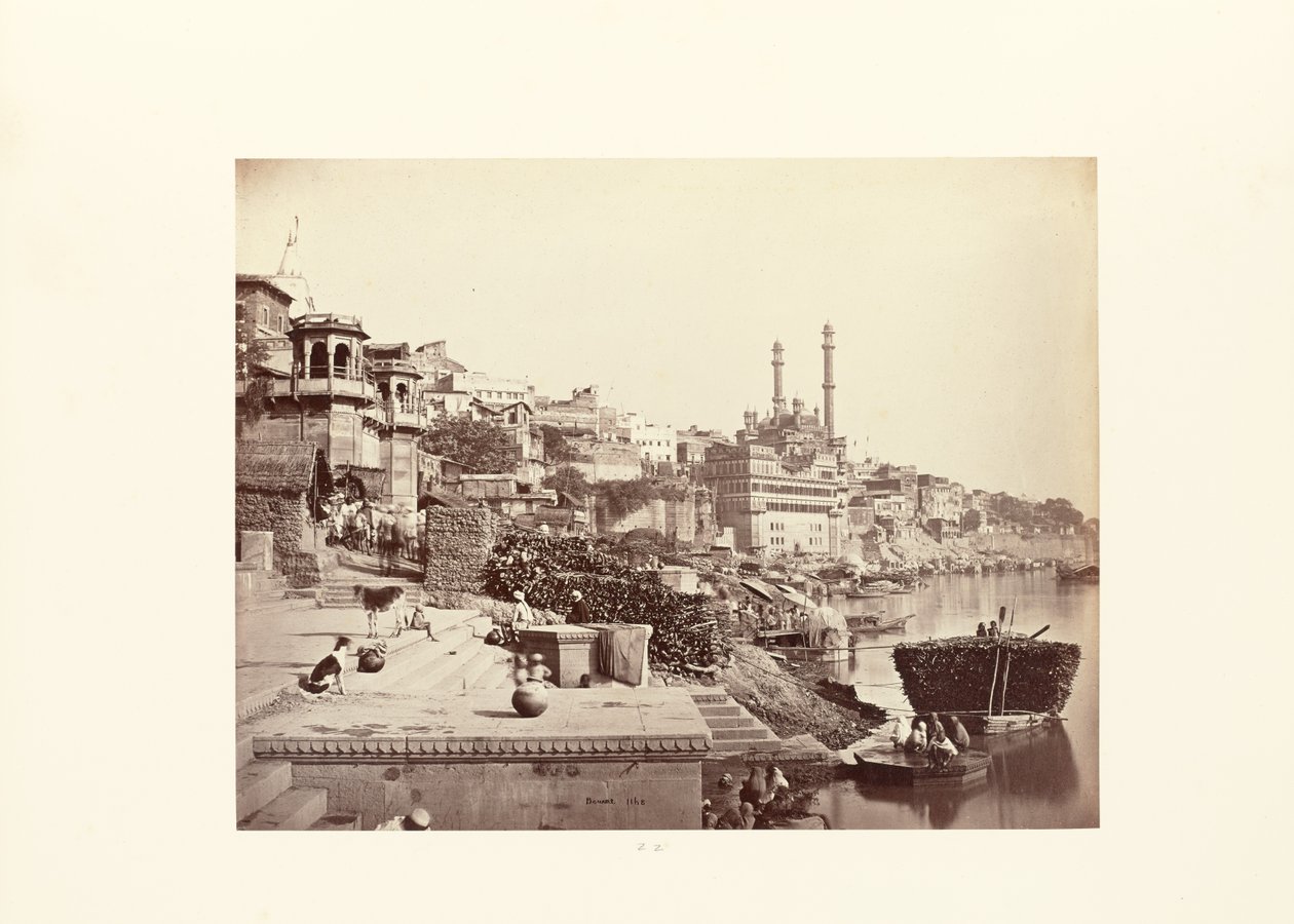 Benares; The Great Mosque of Aurangzeb, and Adjoining Ghats by Samuel Bourne
