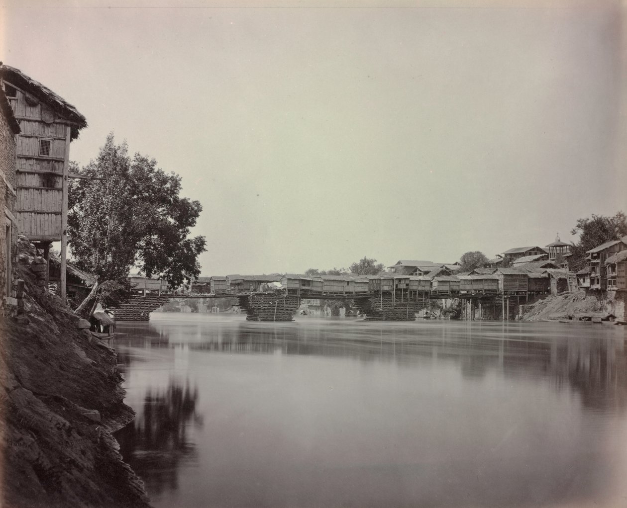 Bridge of Shops, Srinagar, Kashmir by Samuel Bourne