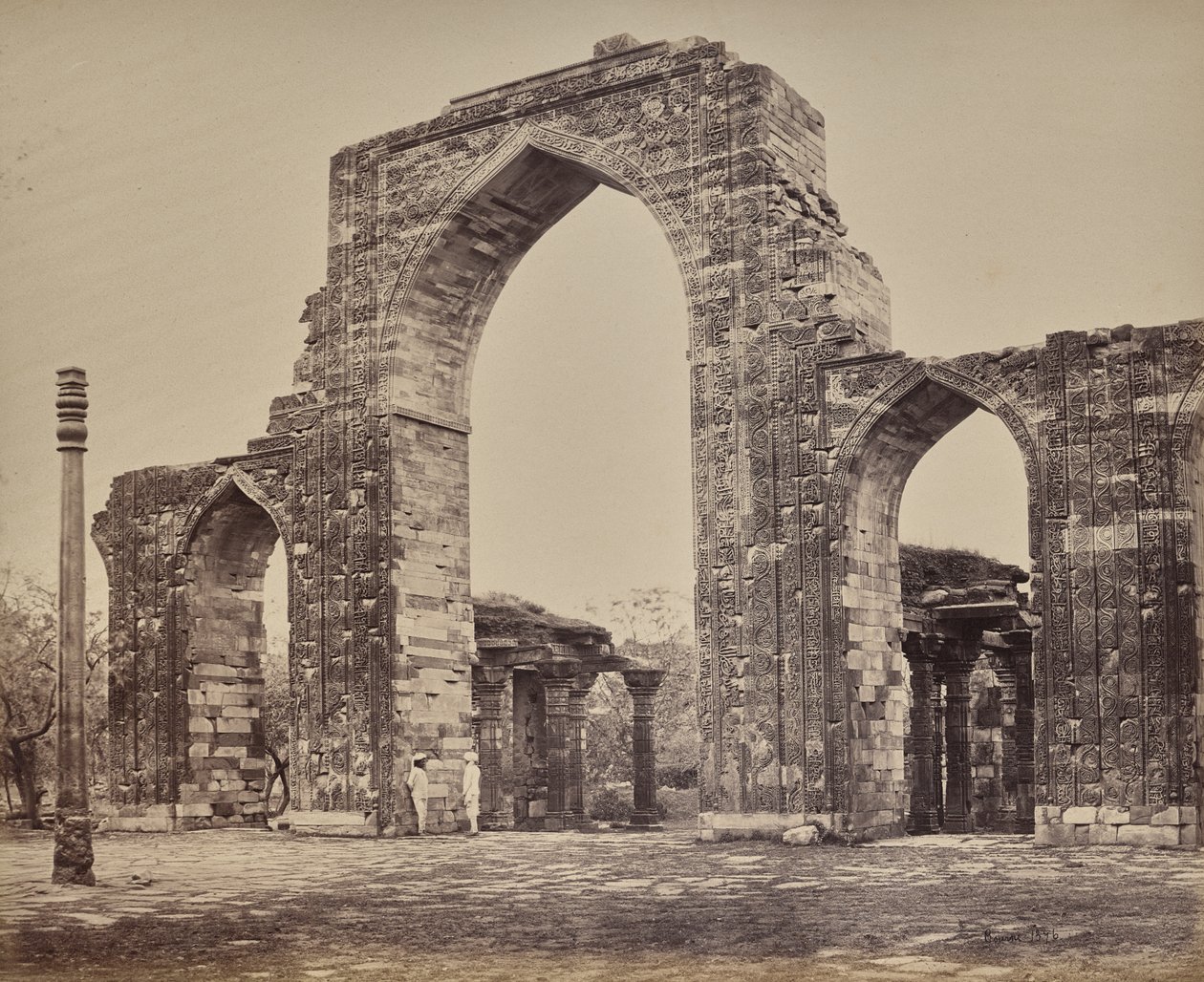 Delhi. Great Arch and Iron Pillar near the Qutub Minar, Ruins of Old Delhi by Samuel Bourne