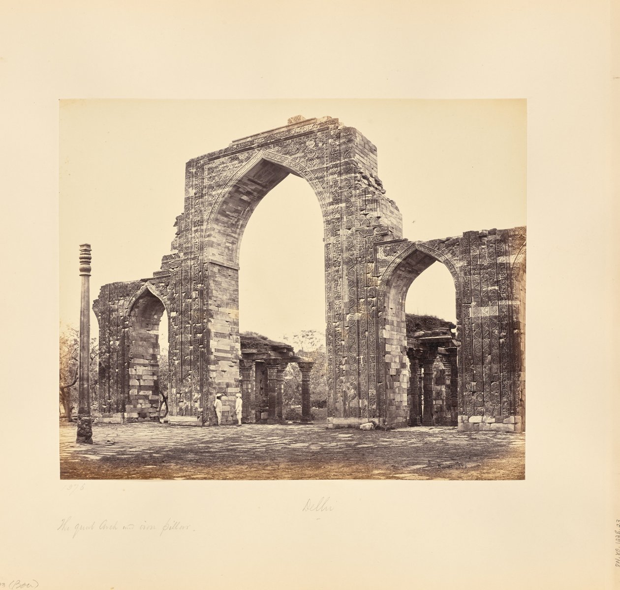 Delhi; The Kutub Minar, Great Arch and Iron Pillar by Samuel Bourne
