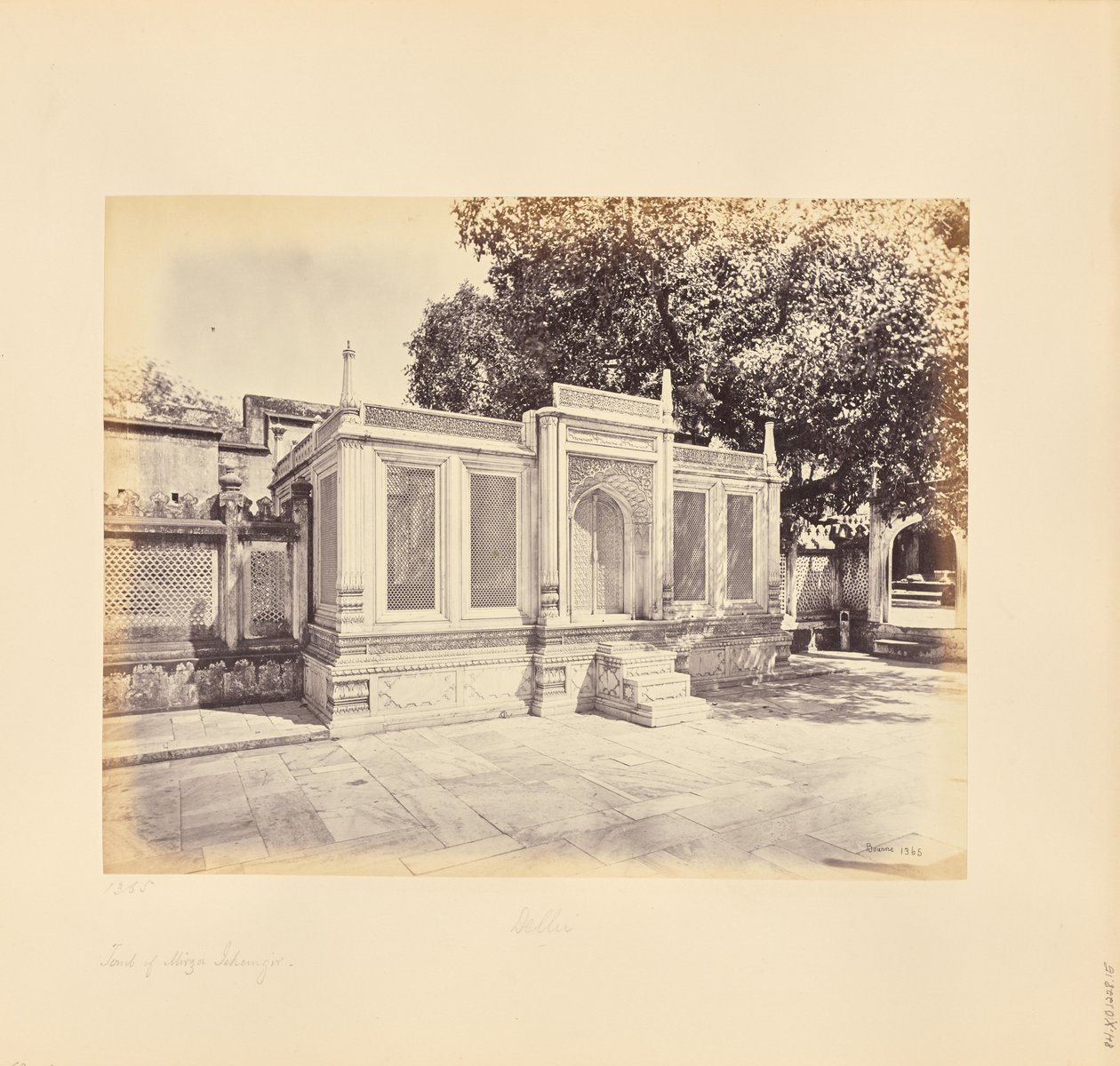 Delhi; The Tomb of Mirza Jehangir. This is a Piece of Beautiful Marble Carving by Samuel Bourne