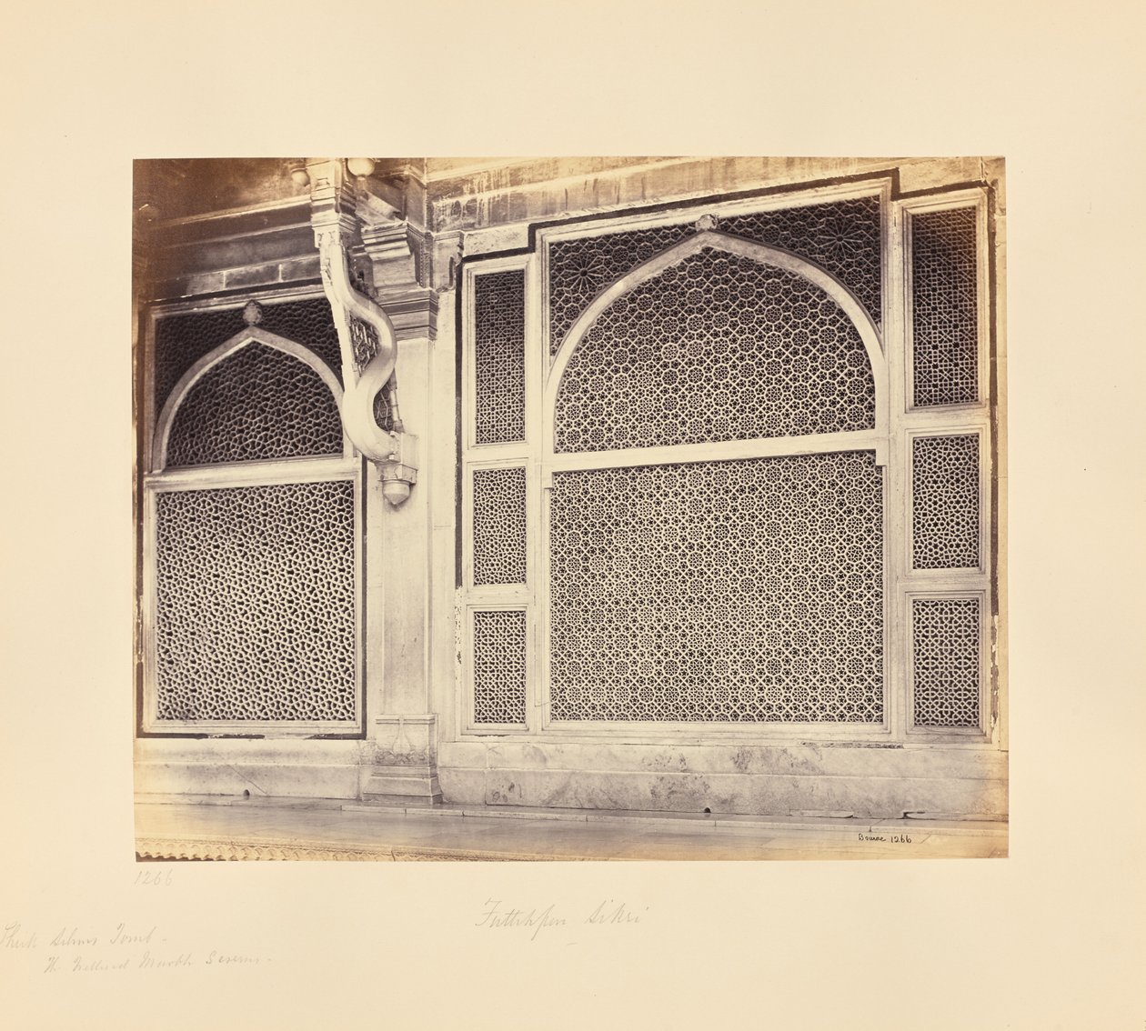 Fatehpur Sikri; Two of the Marbled Screens in the Tomb of Sheikh Salim Chishti by Samuel Bourne