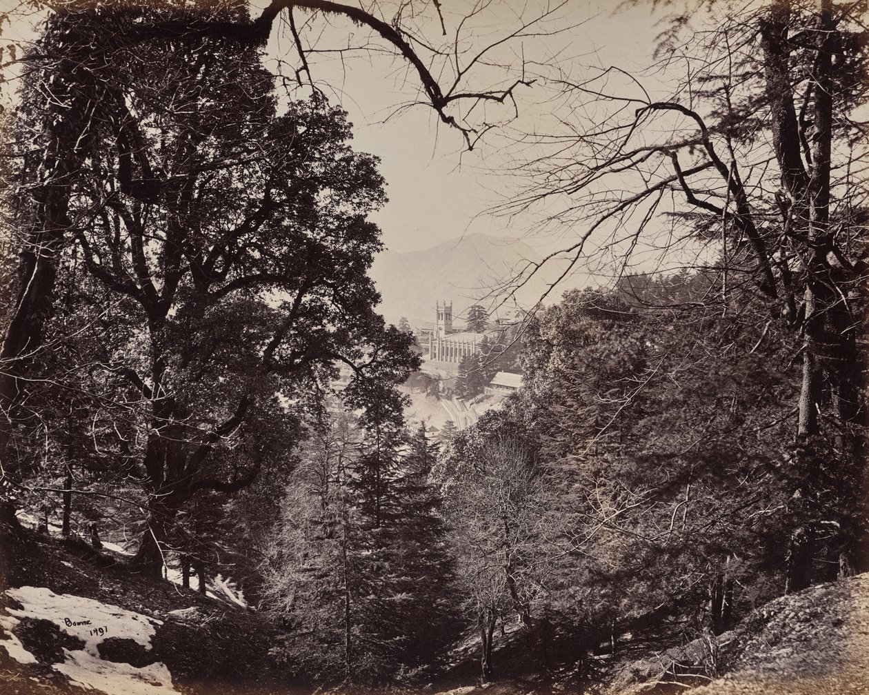 Shimla. The Church Through the Trees, from Jakko by Samuel Bourne
