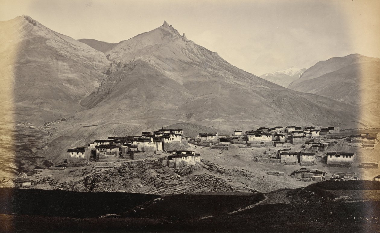 The Village of Kibber, Spiti, with Chikkim in the Distance by Samuel Bourne