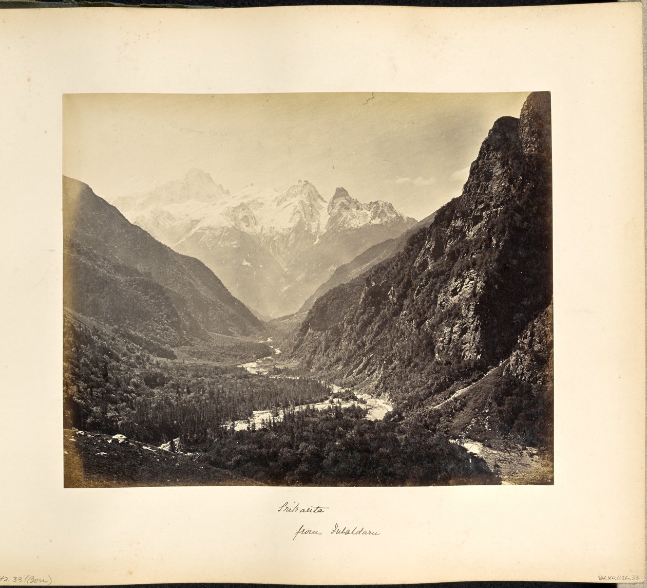 Wooded Valley from Fulaldaru, with the Srikanta Peaks in the Distance by Samuel Bourne