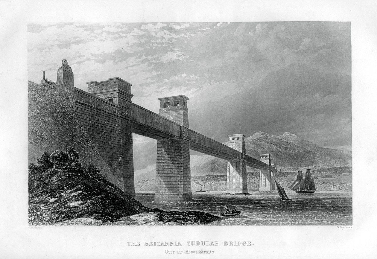 The Britannia Tubular Bridge over the Menai Straits, Wales by Samuel Bradshaw