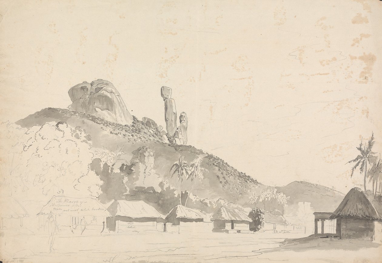 Rock Formation Above a Village by Samuel Davis