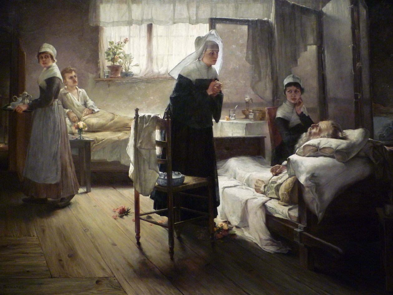 Evangeline Discovering Her Betrothed in the Hospital by Samuel G. Richards