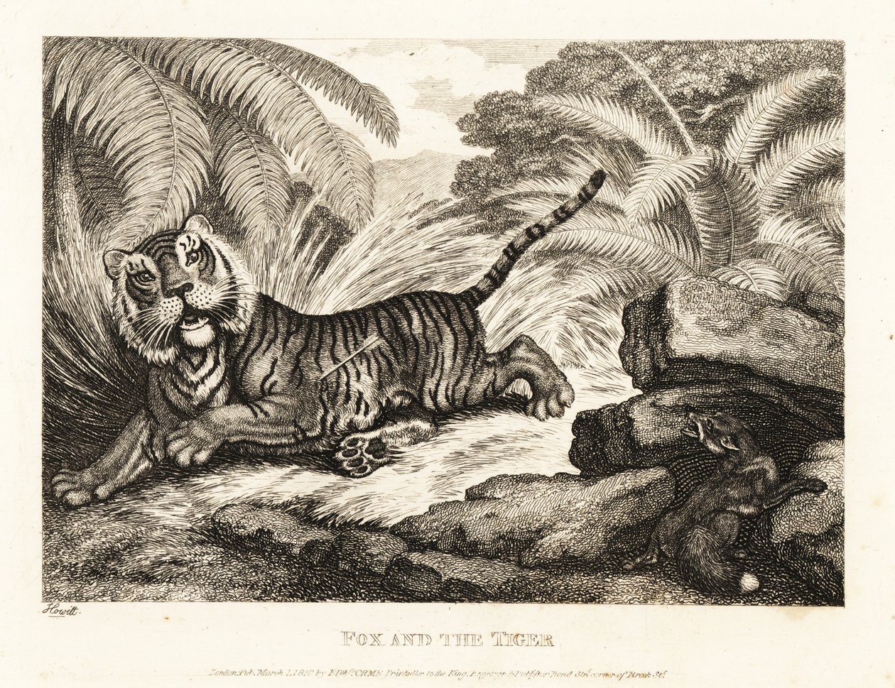 A Fox Watches a Wounded Tiger by Samuel Howitt