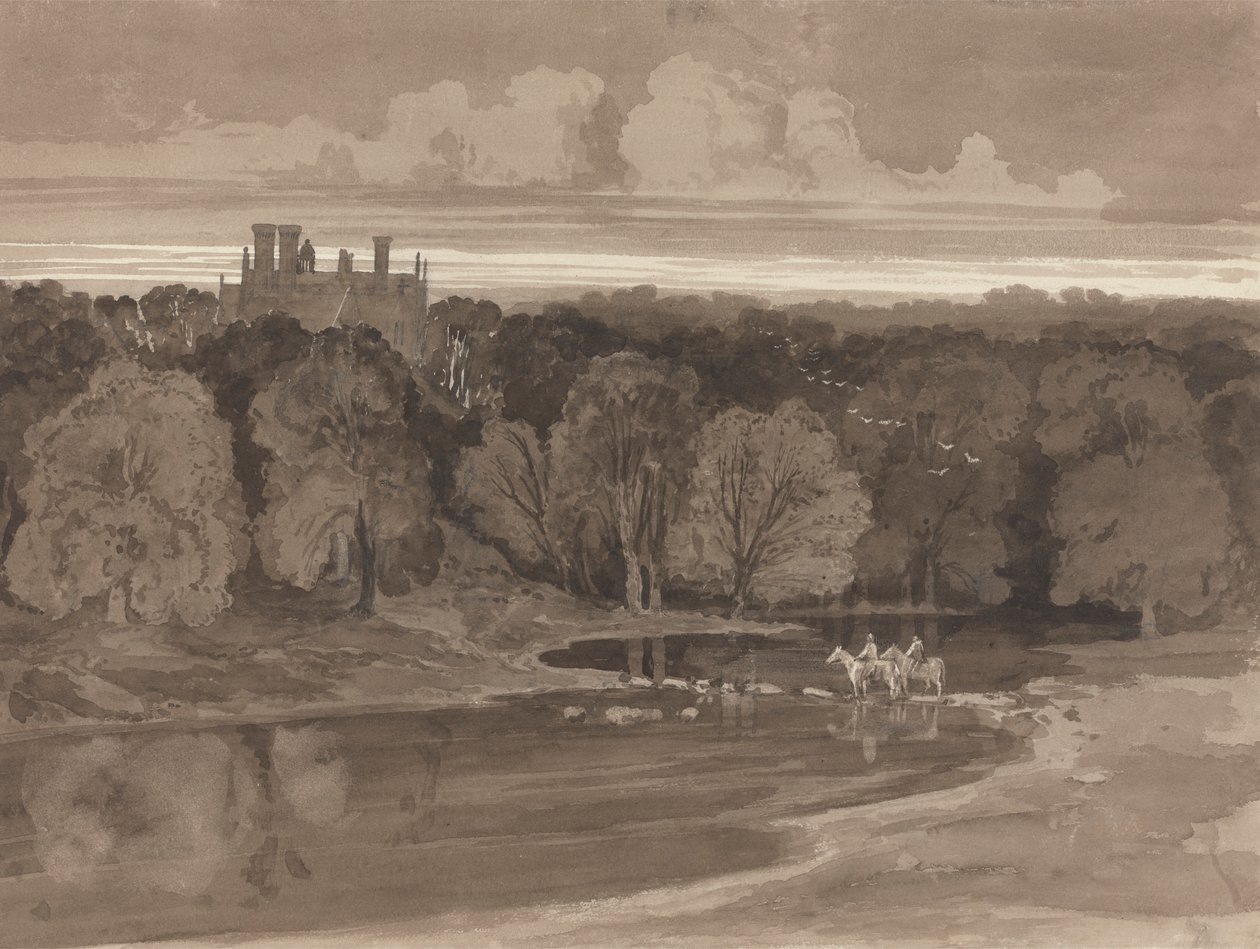 Two Riders Fording a River by Samuel Jackson