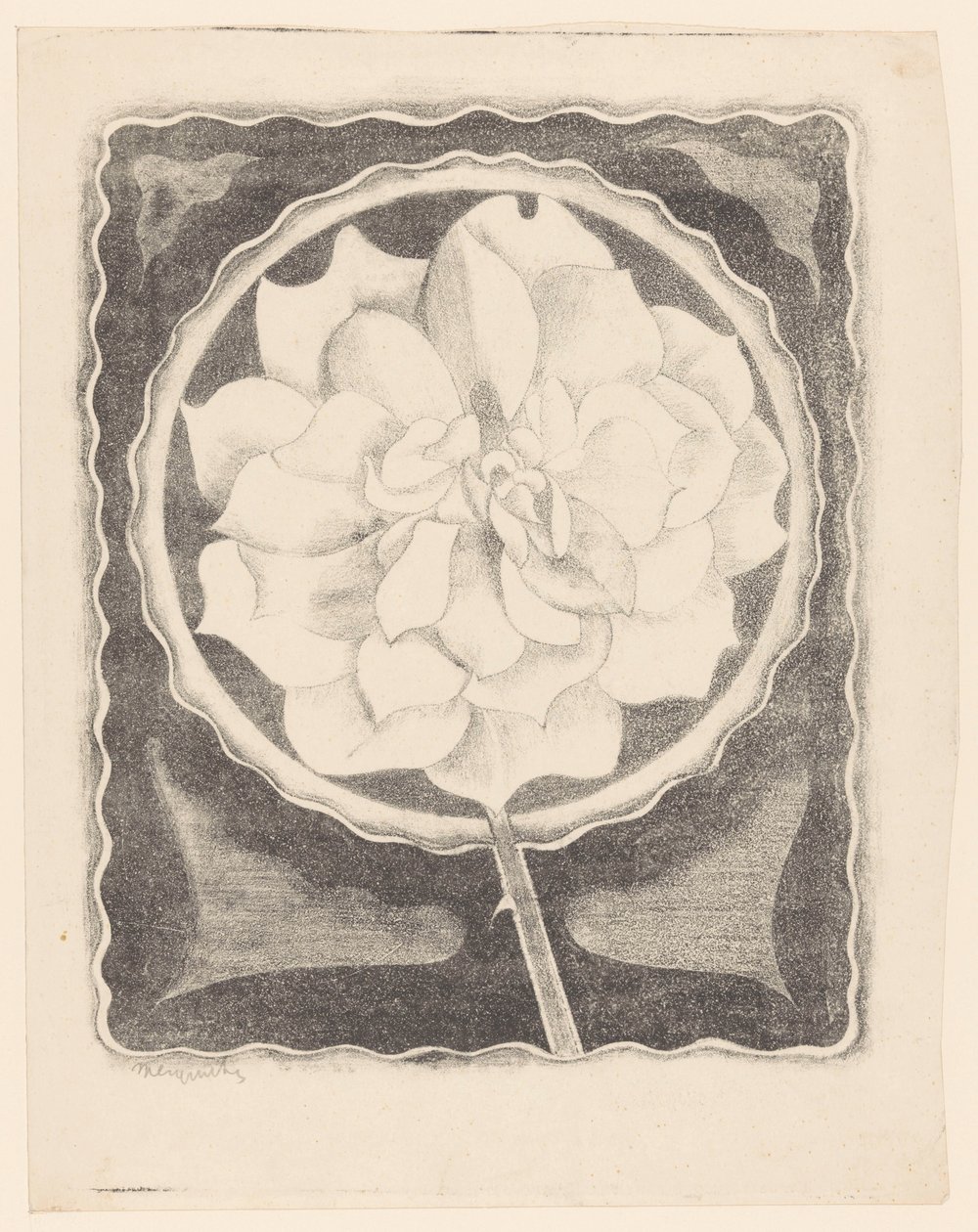 Rose (in Circle, with Wavy Edge) by Samuel Jessurun de Mesquita (signed by artist)