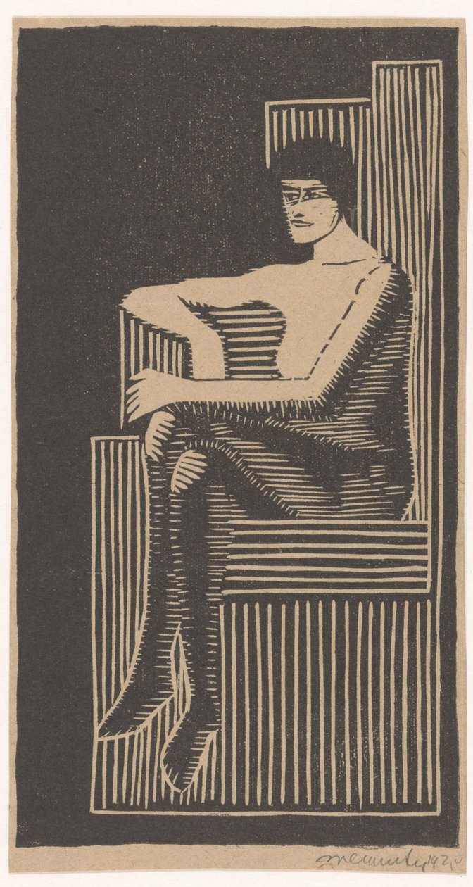 Seated Nude in Geometric Chair by Samuel Jessurun de Mesquita (signed by artist)