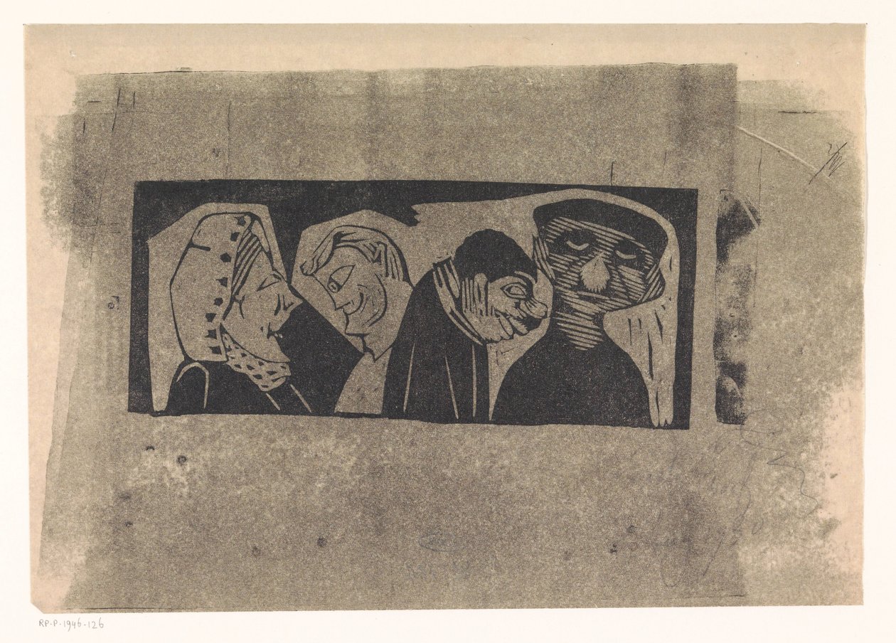 Four Stylized Human Figures in a Row by Samuel Jessurun de Mesquita