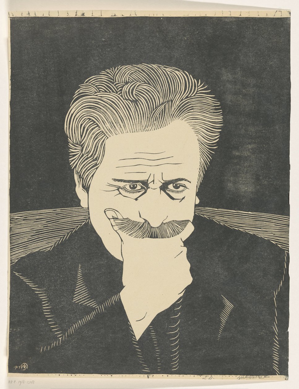 Self-portrait with Hand on Mustache by Samuel Jessurun de Mesquita